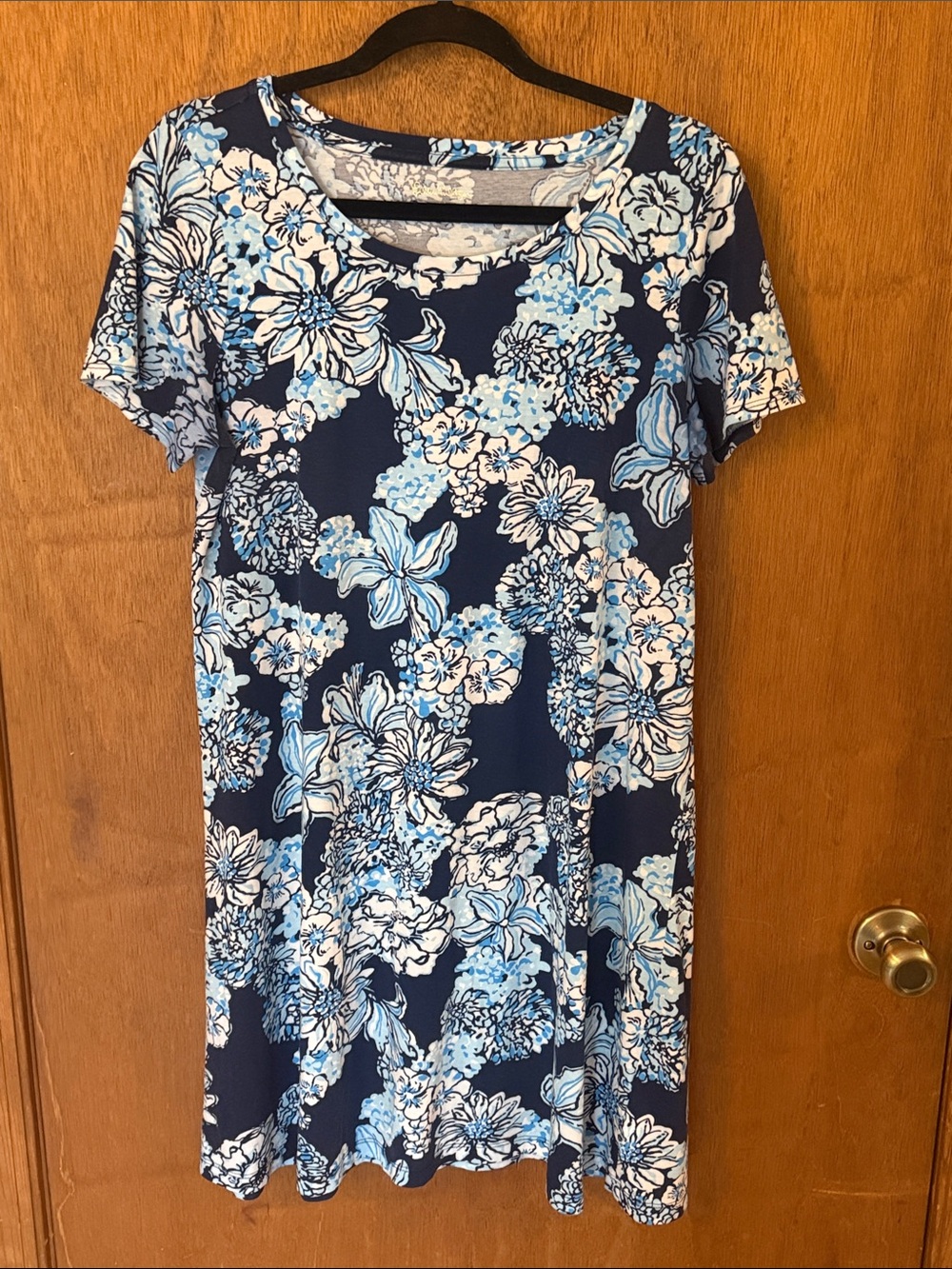 Lilly Pulitzer Navy & Light Blue Floral Midi Dress